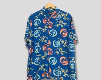 Camisa hawaiana vintage de verano con diseño de dragón de rayón, estilo japonés Tiki Honolulu Dragon Sukajan, talla L