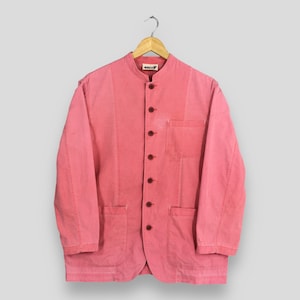 Vintage Hai Sporting Gear Japan Plain Pink Button Shirt Medium 1980s Issey Miyake Japanese Designer Frenchwork Style Work Shirt Size M