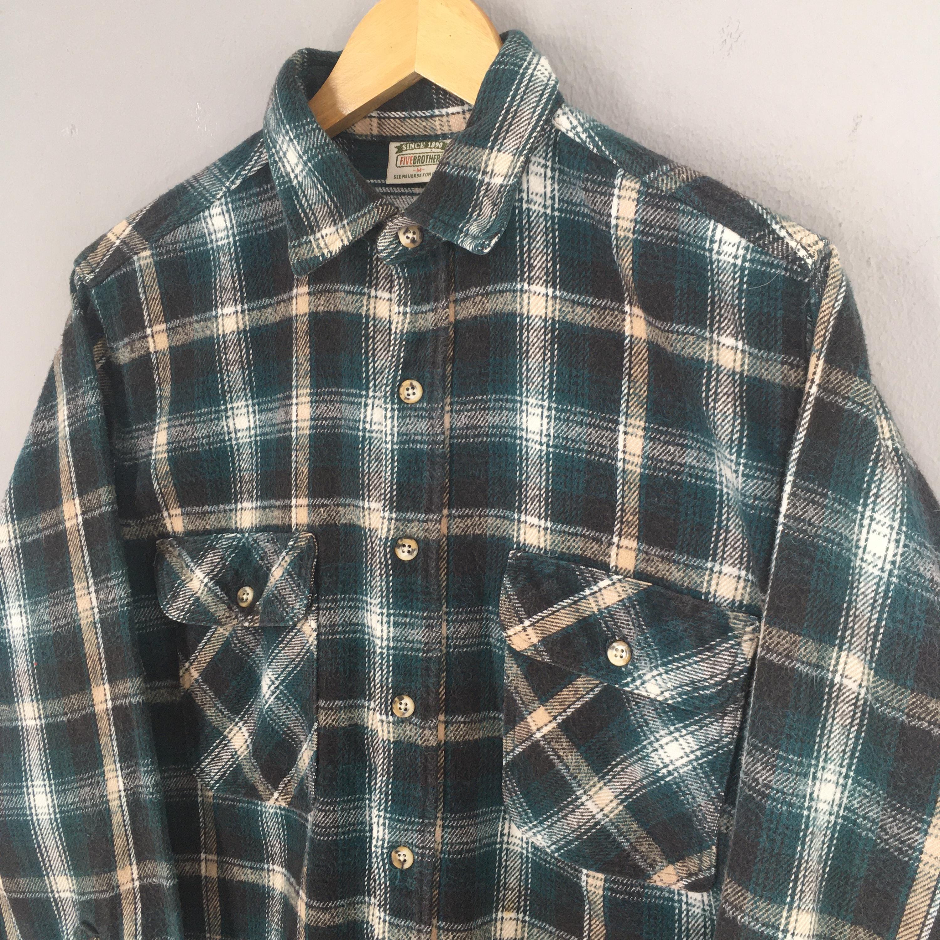 Vintage Five Brother Checkered Flannel Shirt Medium Five Brother Tartan ...