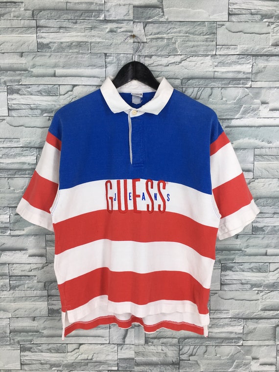 guess red white striped shirt