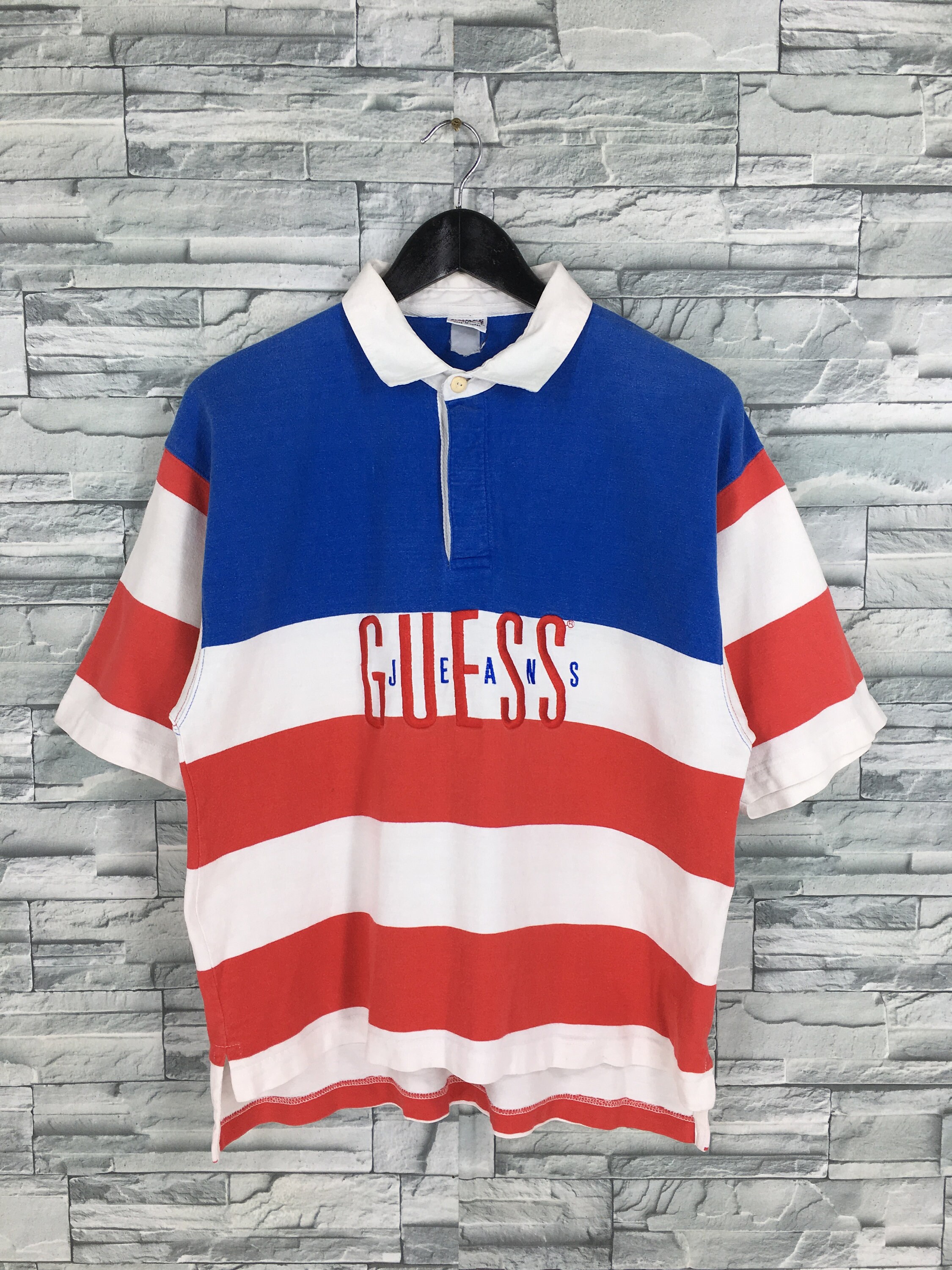Vintage GUESS JEANS Striped Shirt Unisex Medium Hip Hop Guess | Etsy