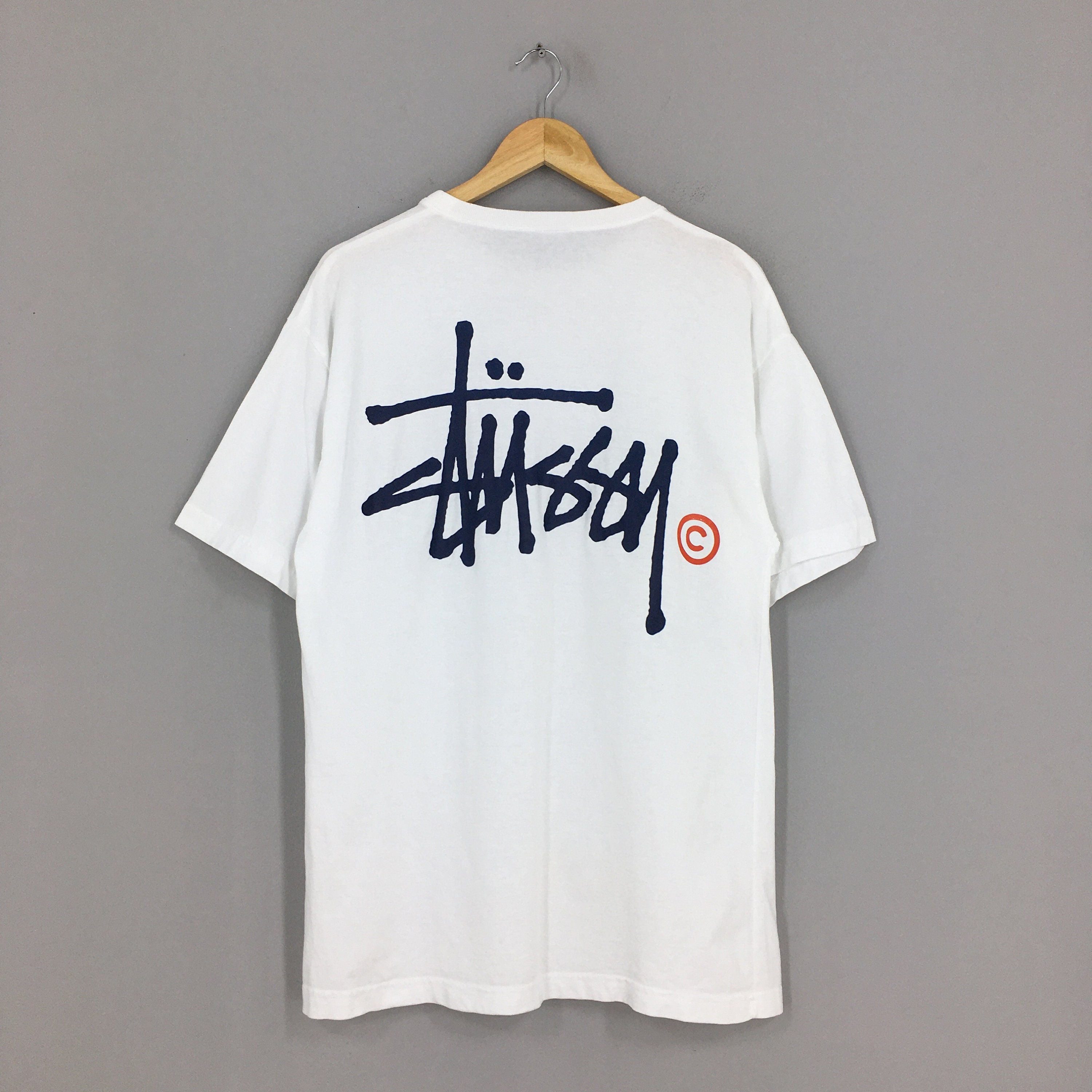 Vintage 90's STUSSY SKATEBOARD Longsleeve Shirt Medium Skater Stussy N4  Monogram Usa Streetwear White Tshirt Size M