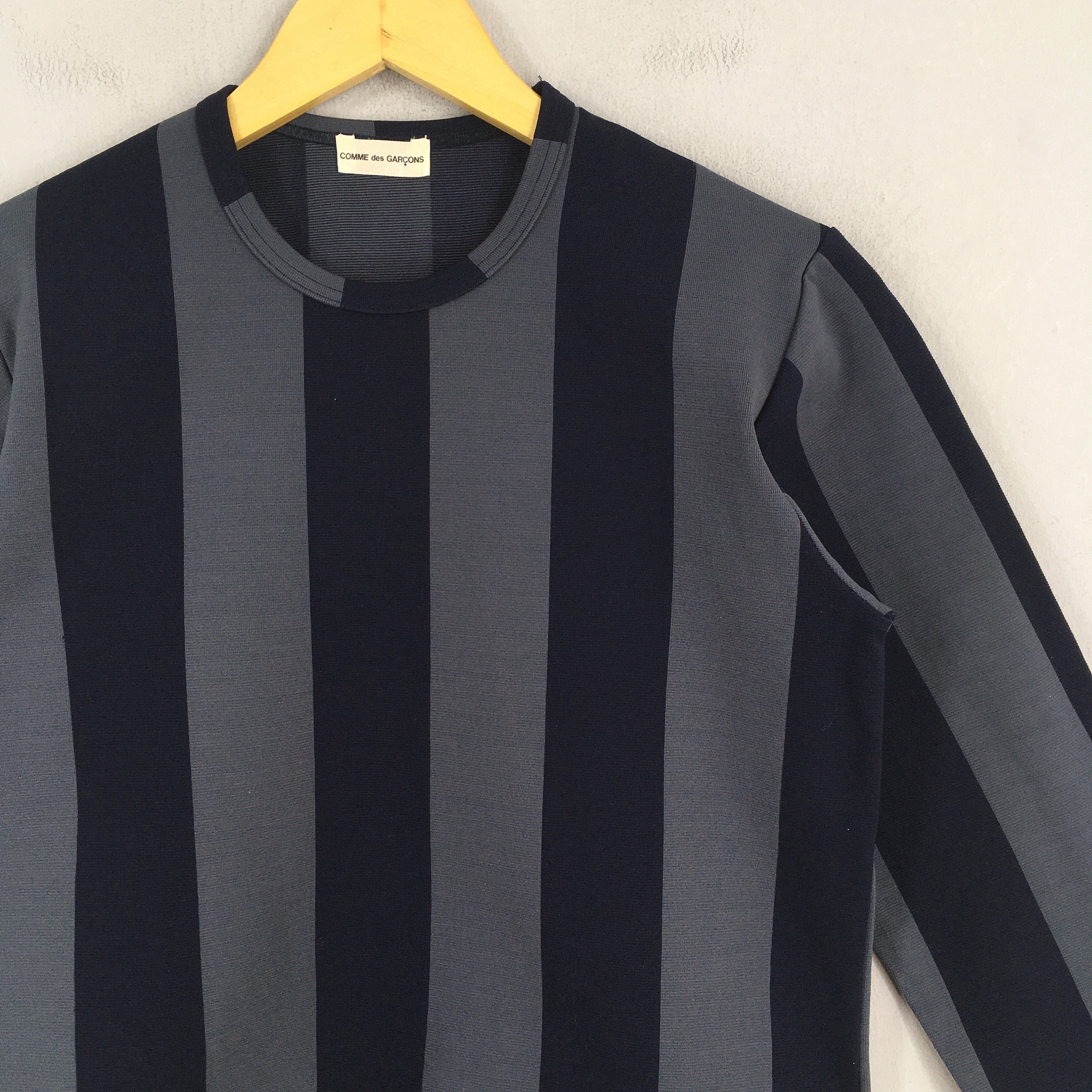 Tシャツ・カットソー COMME des GARCONS SS25 STRIPES SHIRT (HOB007051 2) CDG Navy/White Mens Striped Long Sleeve Little Black Heart T