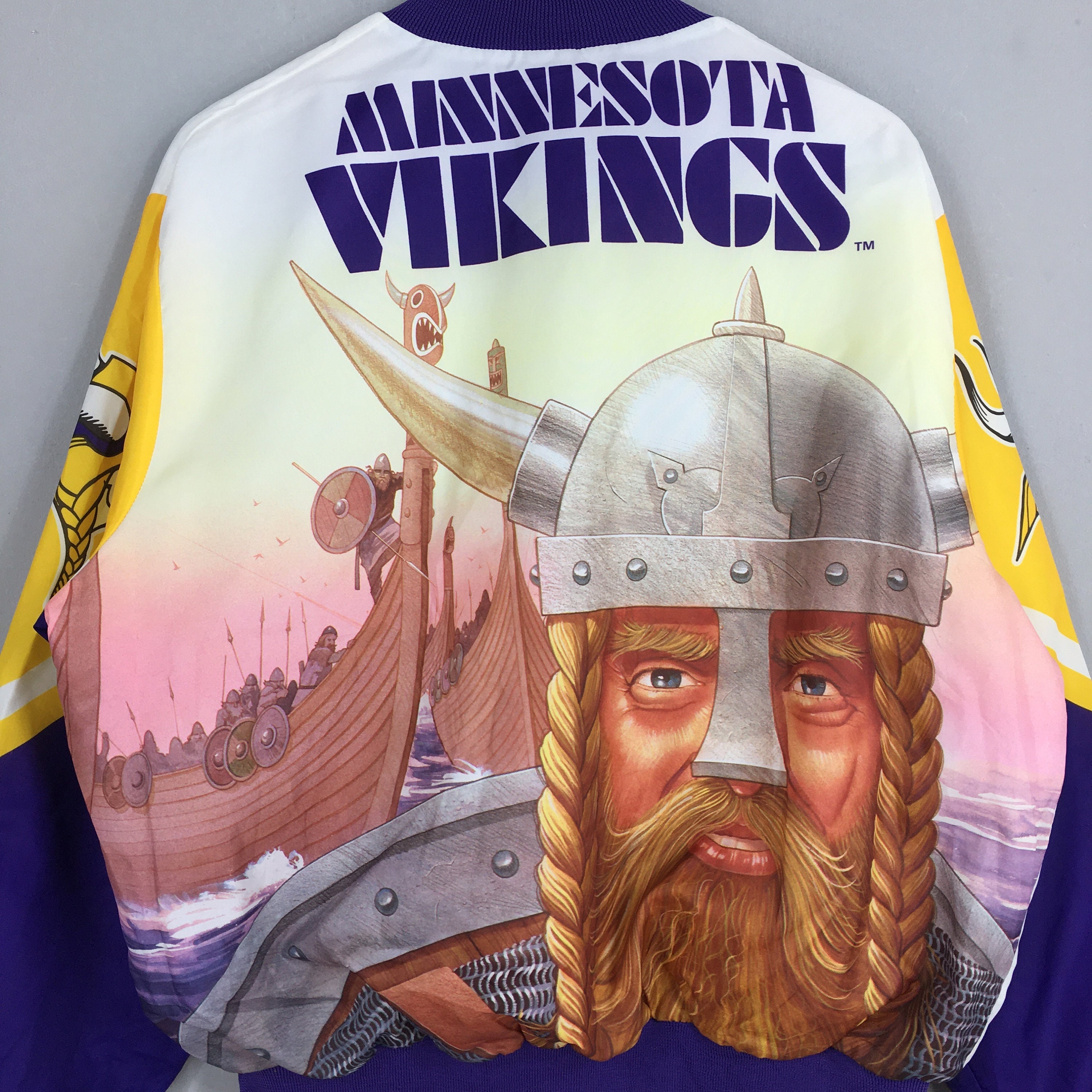 【古着】VIKINGSジャケット Vintage 90s NFL Minnesota Vikings Logo Athletic Sharktooth