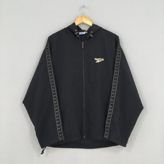 Reebok Sports Windbreaker Jacket Large Black Vinta