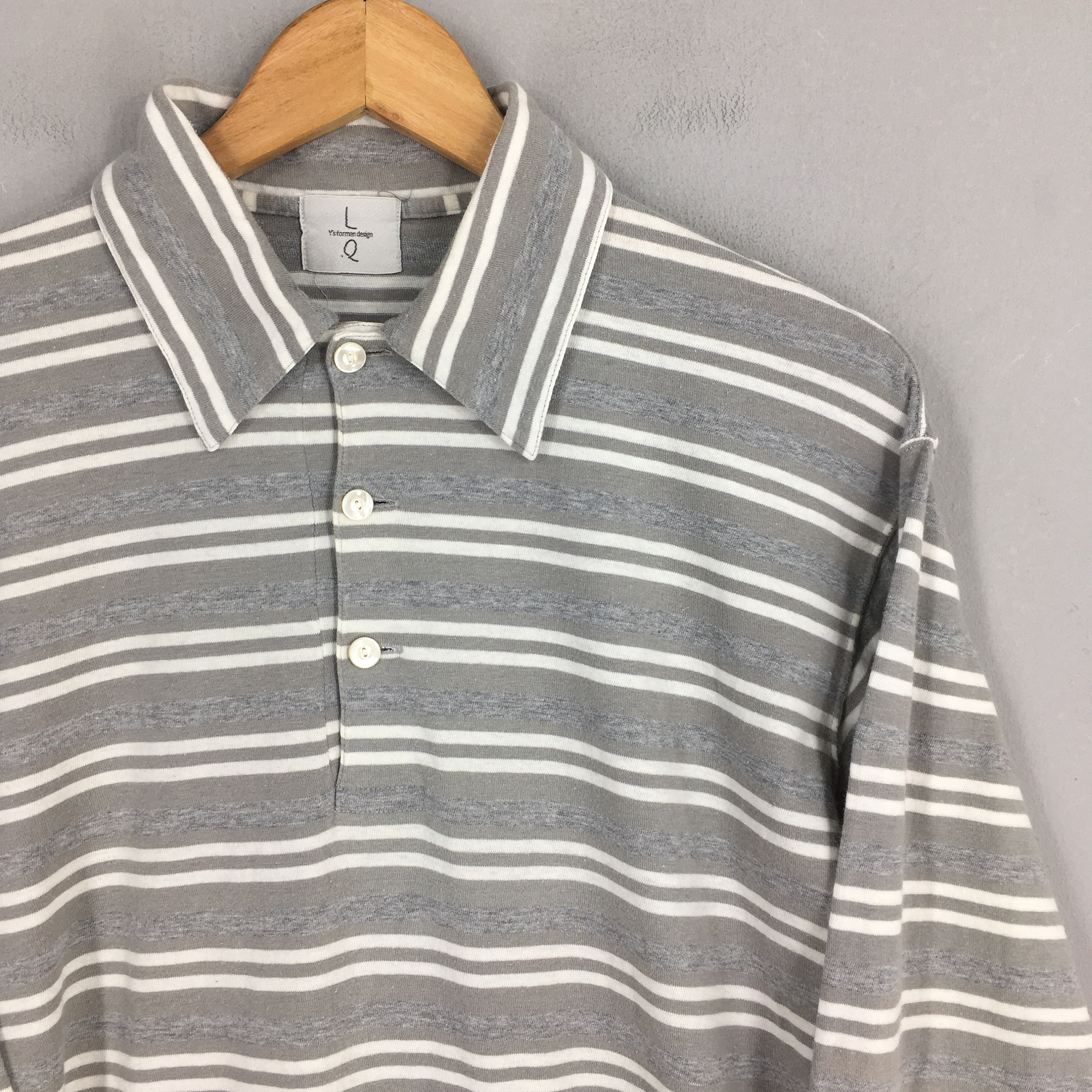 Vintage Ys for Men Yohji Yamamoto LQ Gray Polo Shirt Small