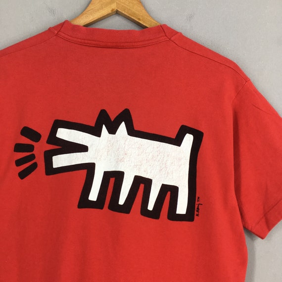 Vintage 90's Keith Haring Radiant Baby Pop Art Red T Shirt Medium