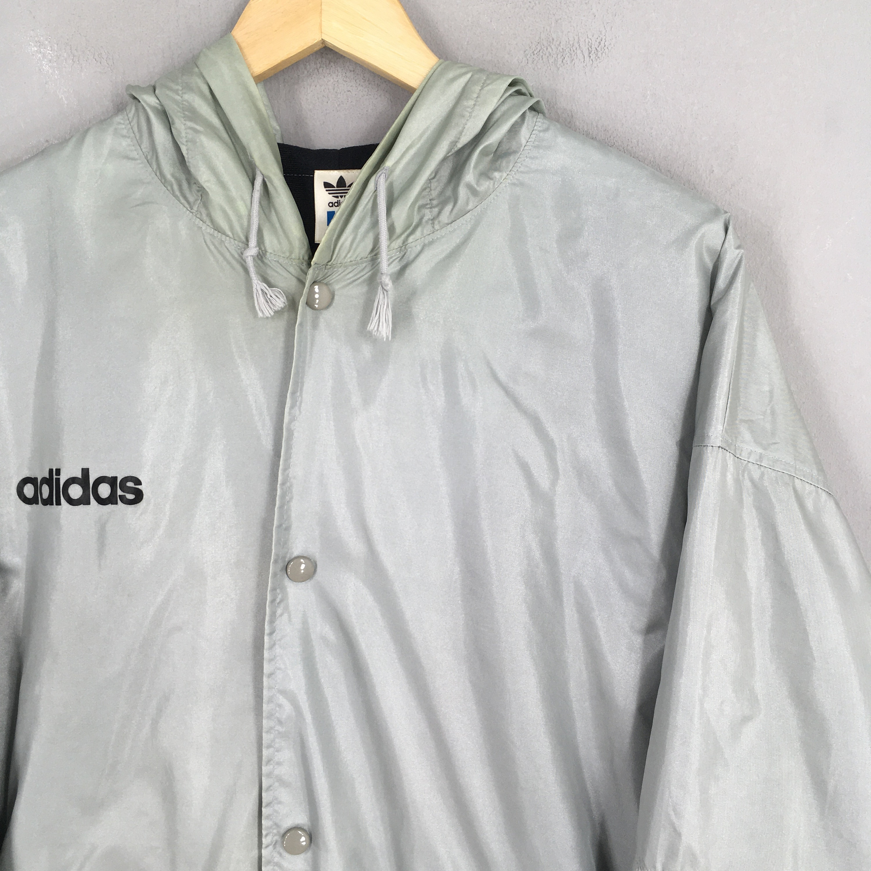 90s Adidas Windbreaker アディダス 常田 Vtg Adidas Mens XL Windbreaker Three Stripe Full Zip Jacket