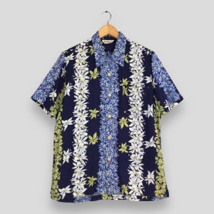 Vintage Patina Floral Hawaii Summer Wear Shirt Large 1980s Aloha Shirt Hawaiian Surf Beach Floral Shirt Vacation Oahu Guam Button Up Size L