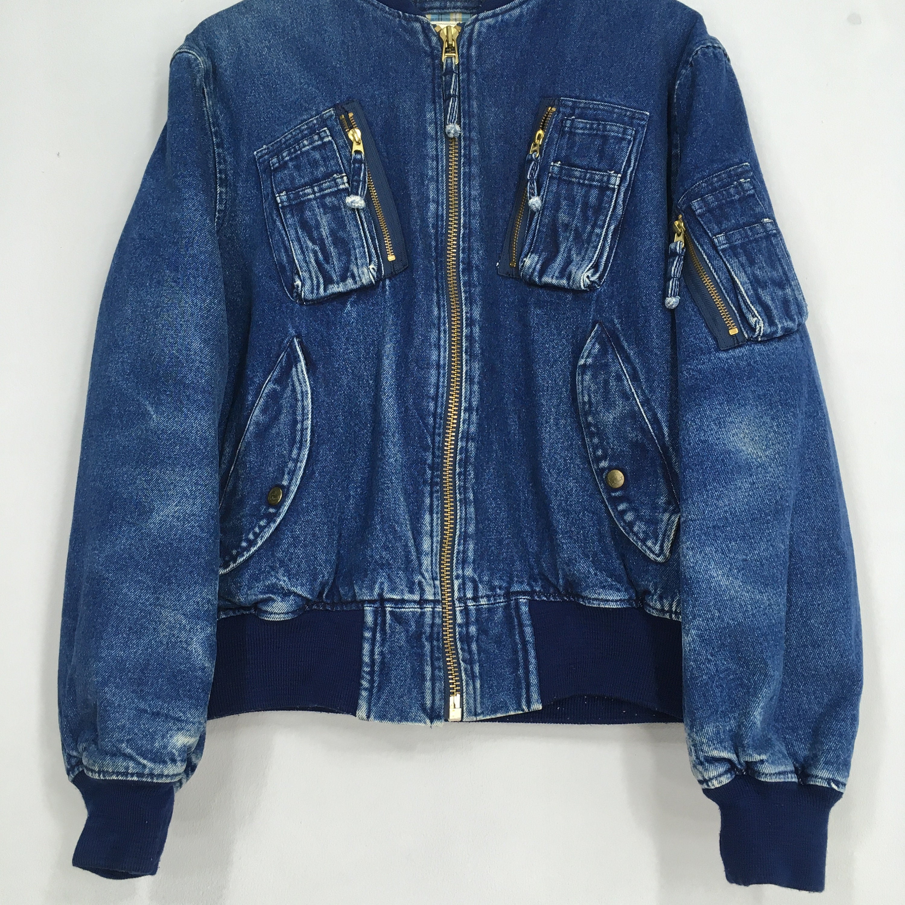Vintage Karl Helmut Bomber Denim Jacket Large 90s Japanese - Etsy
