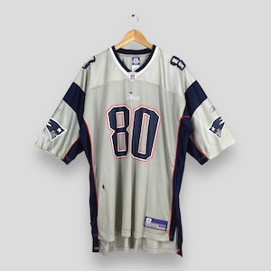Vintage New England Patriots Football NFL Jersey XXLarge Patriots NFL Team American Football Rugby Patriots #80 Brown Gray Rugby Shirt XXL