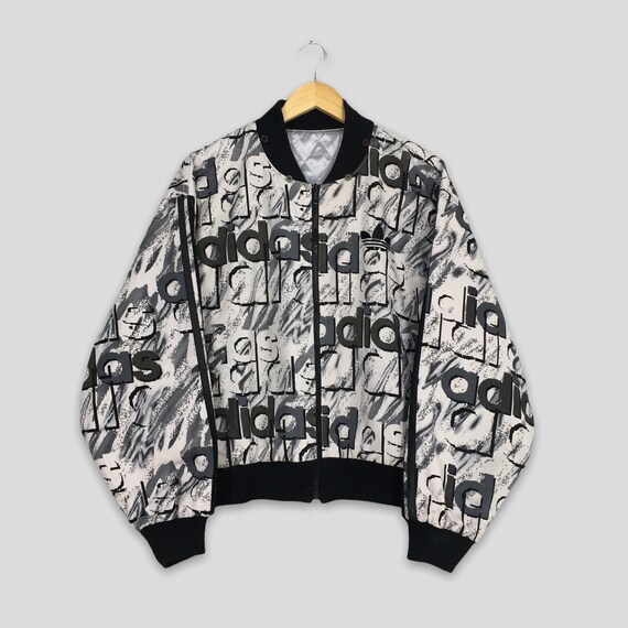 Vintage Adidas Trefoil Overprint Jacke Warmer GroBe Adidas Trefoil Sportswear Adidas Bomber Adidas Winter ReiBverschluss Mantel WendegroBe L Etsy