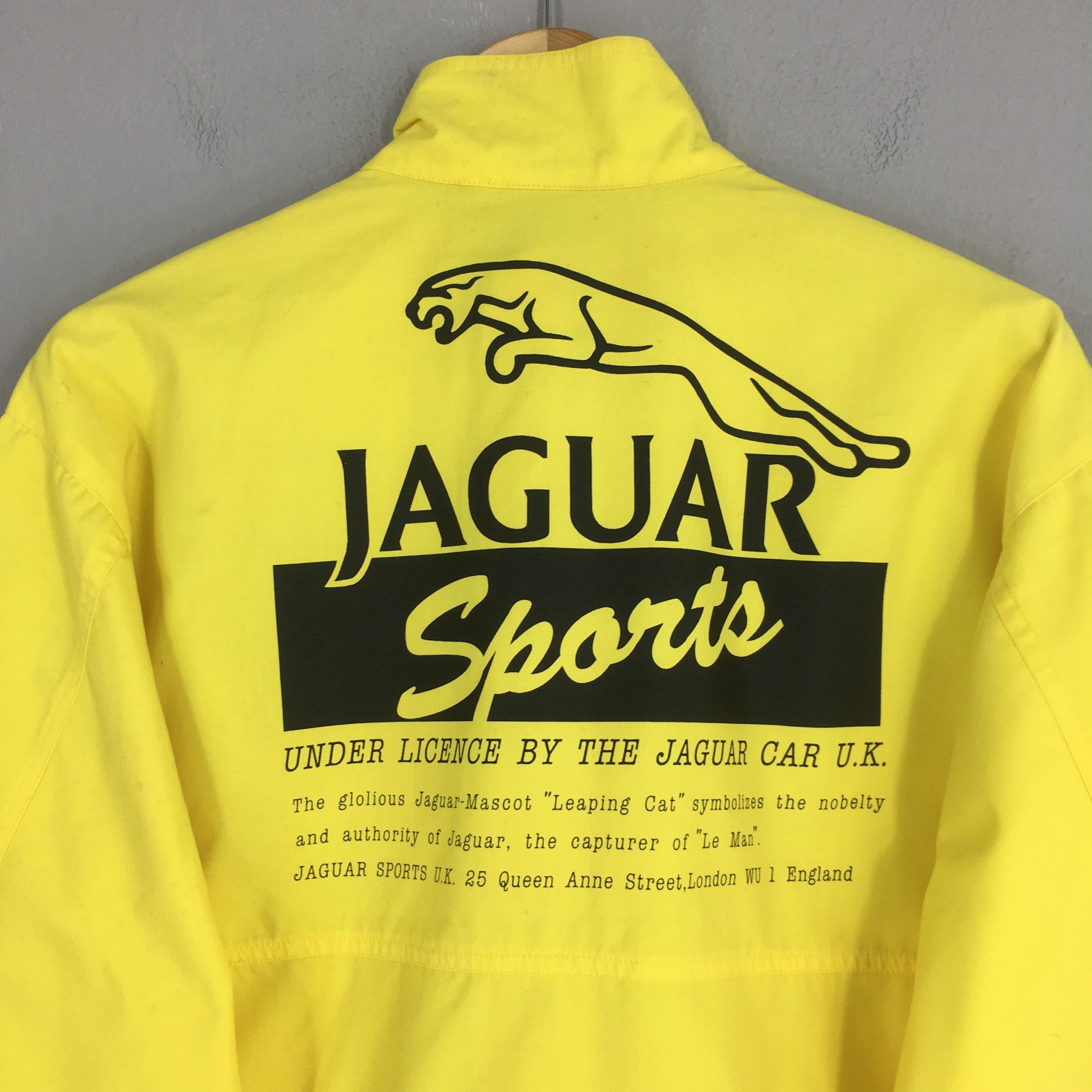 Vintage 90s Jaguar Racing Le Mans Racing Yellow Jacket Large Le