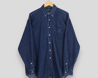 Vintage 90s Polo Ralph Lauren Blue Jeans Shirt Medium Ralph Lauren