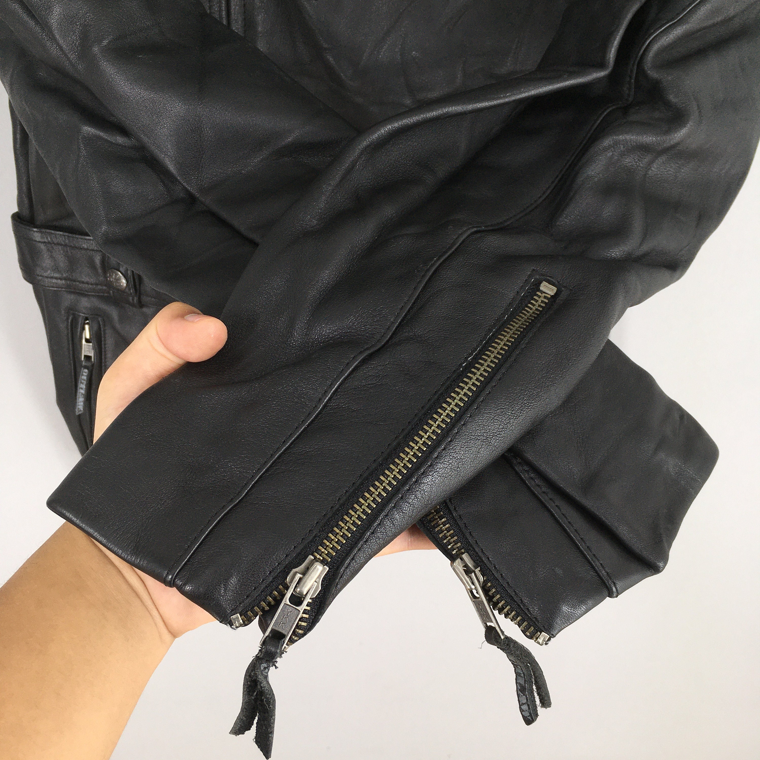 Vintage Corin Outlaw Japan Faux Fur Collar Punk Leather Jacket 