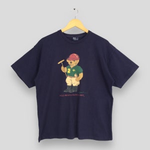 Vintage Polo Bear Playing Golf Ralph Lauren Blue Shirt Medium 90&#39;s Hip Hop Usa Rl 67 Polo Sport Golf Polo Bear Tshirt Polo Bear Tee Size M