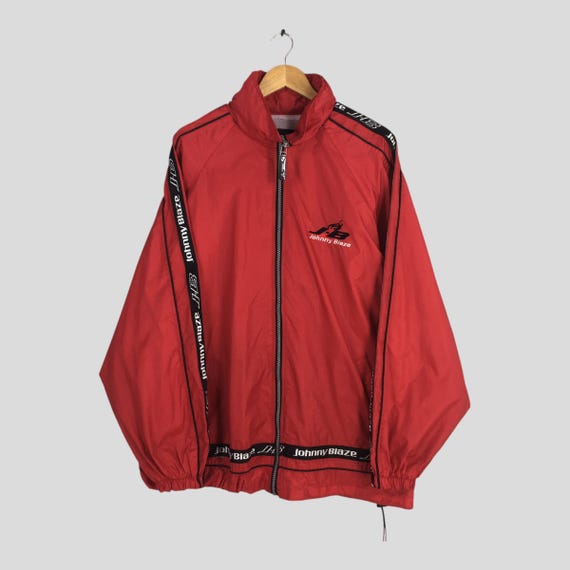 Vintage 90's Johnny Blaze Windbreaker Hoodie Large Johnny Blaze