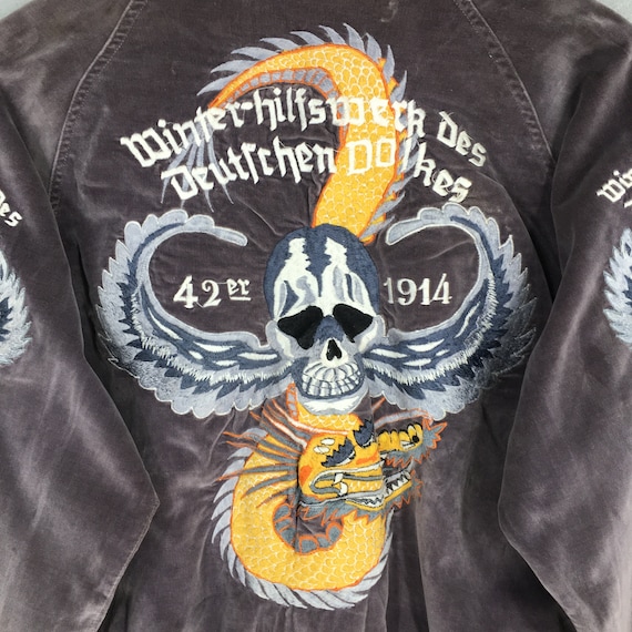 Vintage Sukajan Paratroopers Dragon Skull Souvenir Jacket Medium