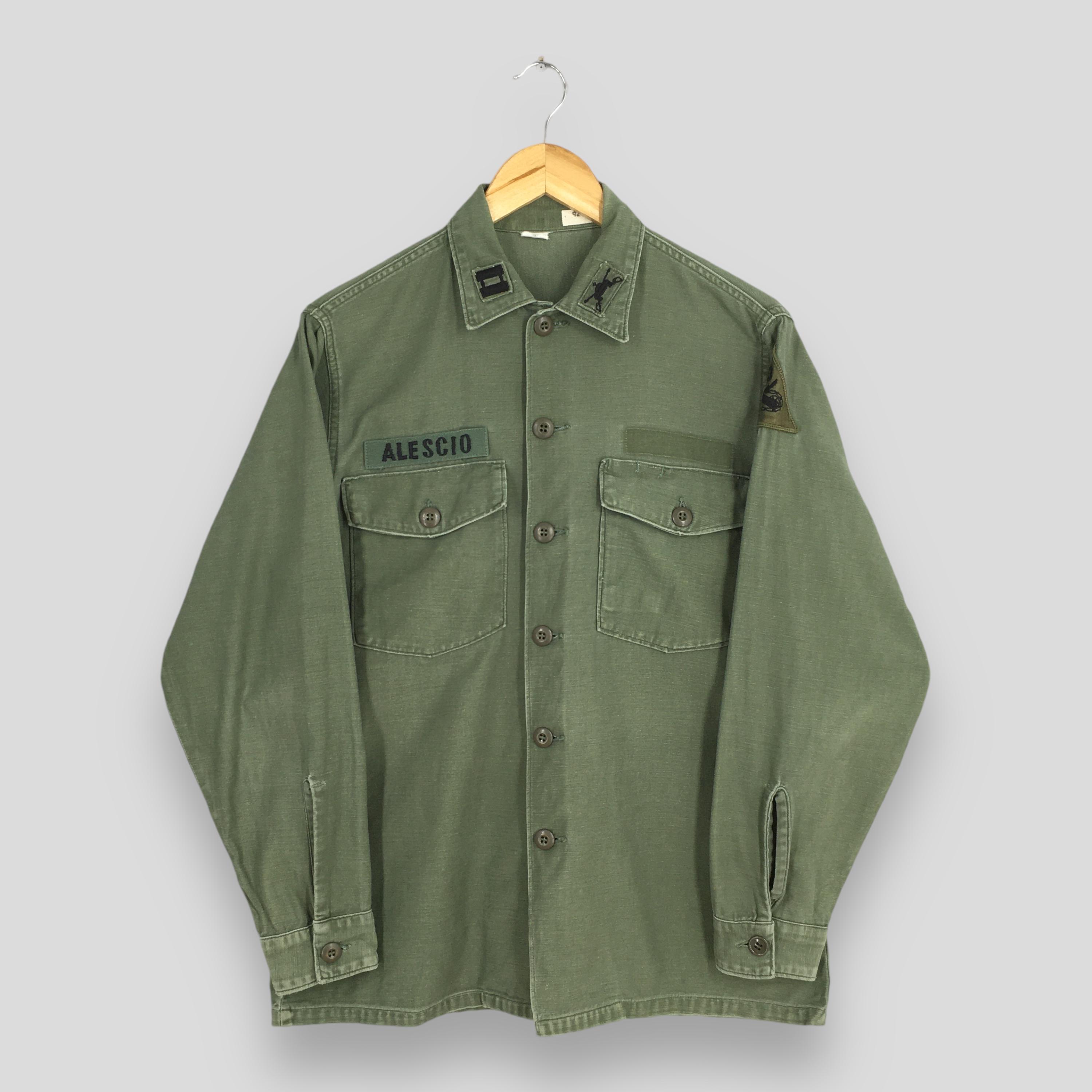 Vintage 1970s OG 107 Olive Green Fatigue Shirt Medium Us Army