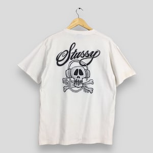 Vintage 90s Stussy Usa Skater White T shirt Medium Skateboarding Stussy Skull Thrasher Skater Stussy New York Tour Printed Logo Tees Size M