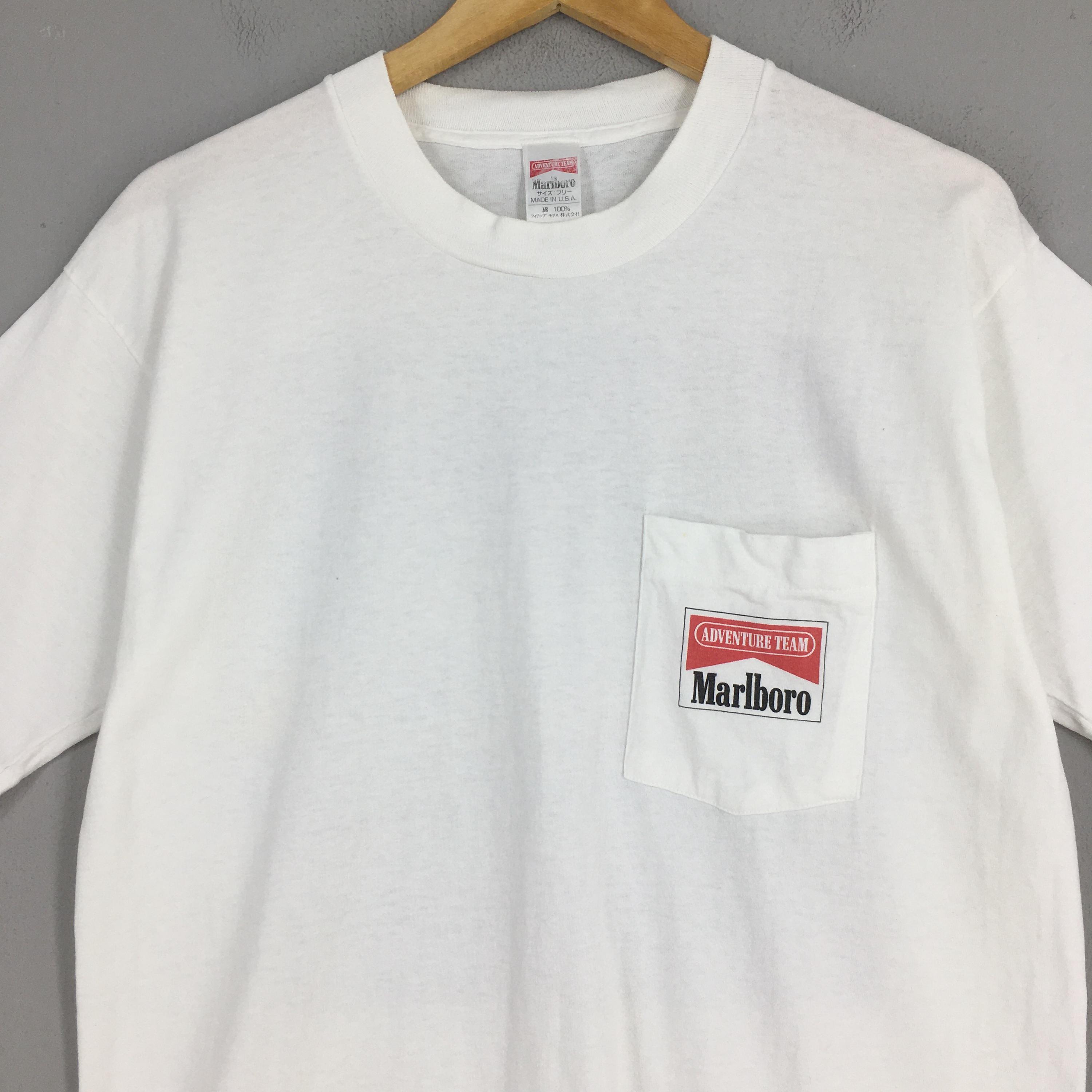 Vintage 90's Marlboro Adventure Team White Pocket T Shirt Medium