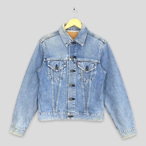 Vintage Levi&#39;s Type 3 Trucker Denim Jeans Jacket Small Levi&#39;s Jeans 1990s Levi&#39;s Usa Denim Blue Stone Washed Denim Jacket Button Size S