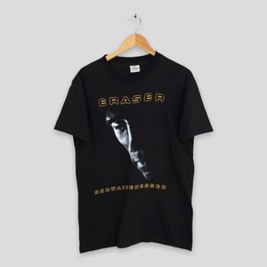 Vintage 1996 Eraser Action Thriller Movies Tshirt Medium 90s Eraser Arnold Schwarzenegger American Action Film Eraser Black Tees Size M