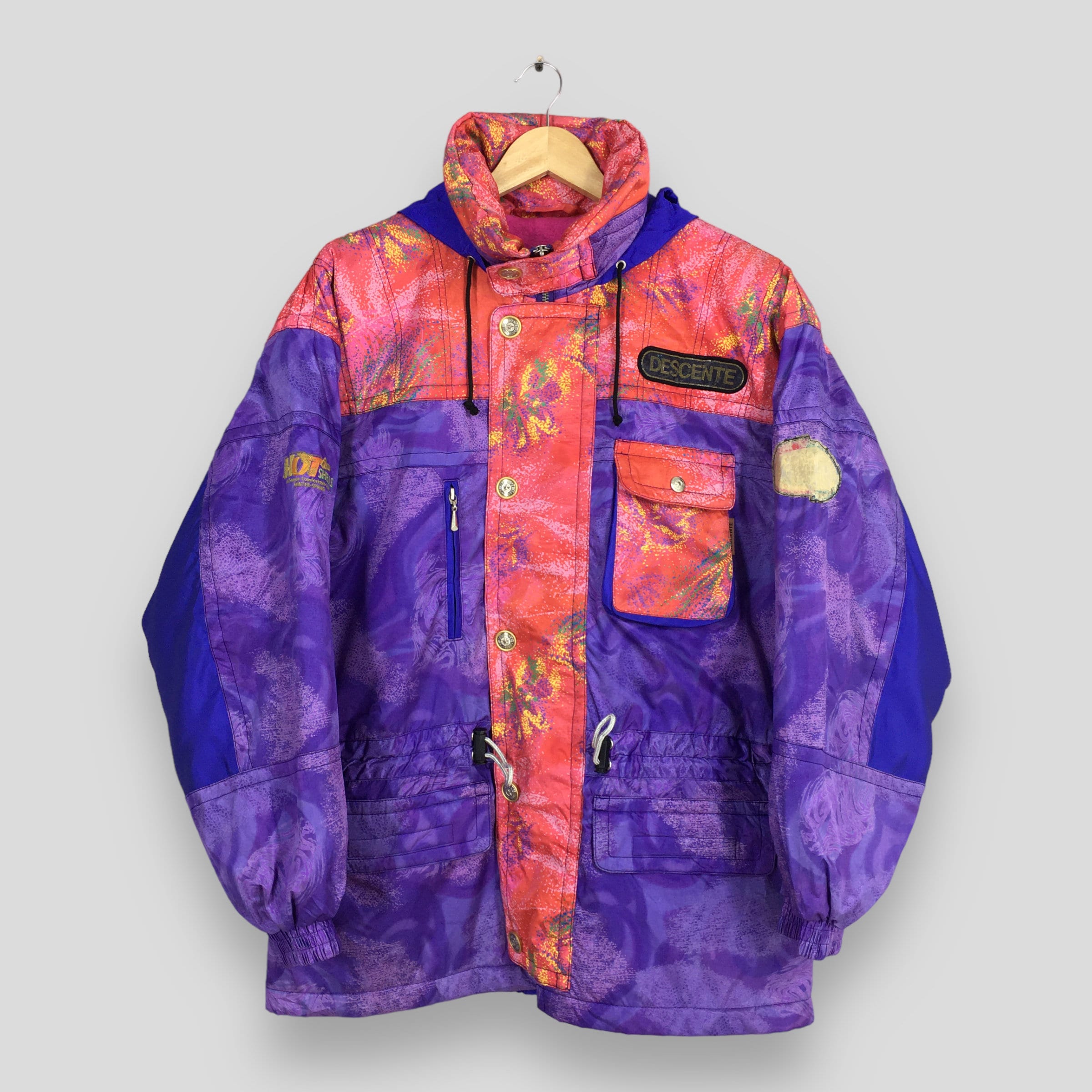 Vintage 80s Descente Japan Multicolor Retro Ski Jacket Large 90s