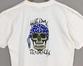 Vintage 90's Suicidal Tendencies Skull White T Shirt Medium