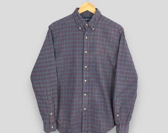 Vintage Stussy Usa Skater Stripes Flannel Large 90s Stussy Red