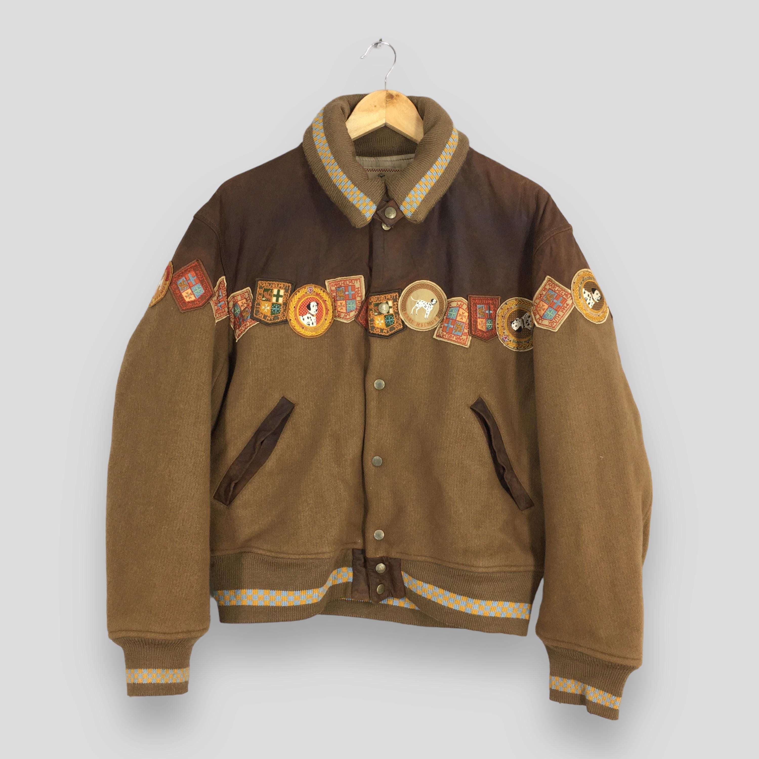 Vintage 90's Karl Helmut Bomber Wool Brown Jacket Medium