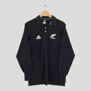 Vintage Y2K Adidas Canterbury of New Zealand Black Polo Rugby
