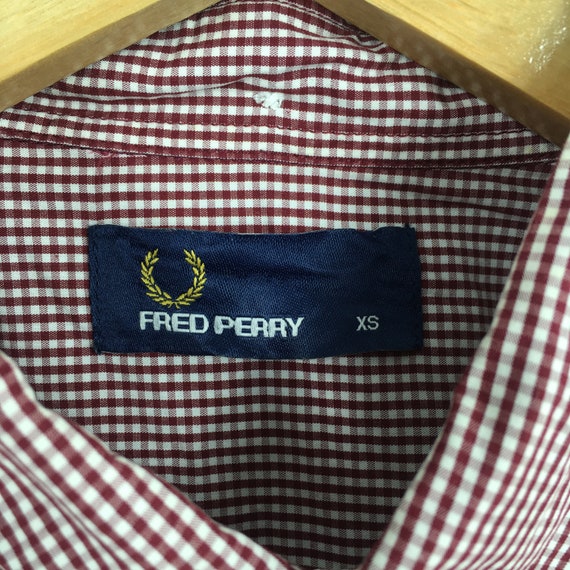 Vintage Fred Perry Gingham Shirt XSmall 90's Casu… - image 4