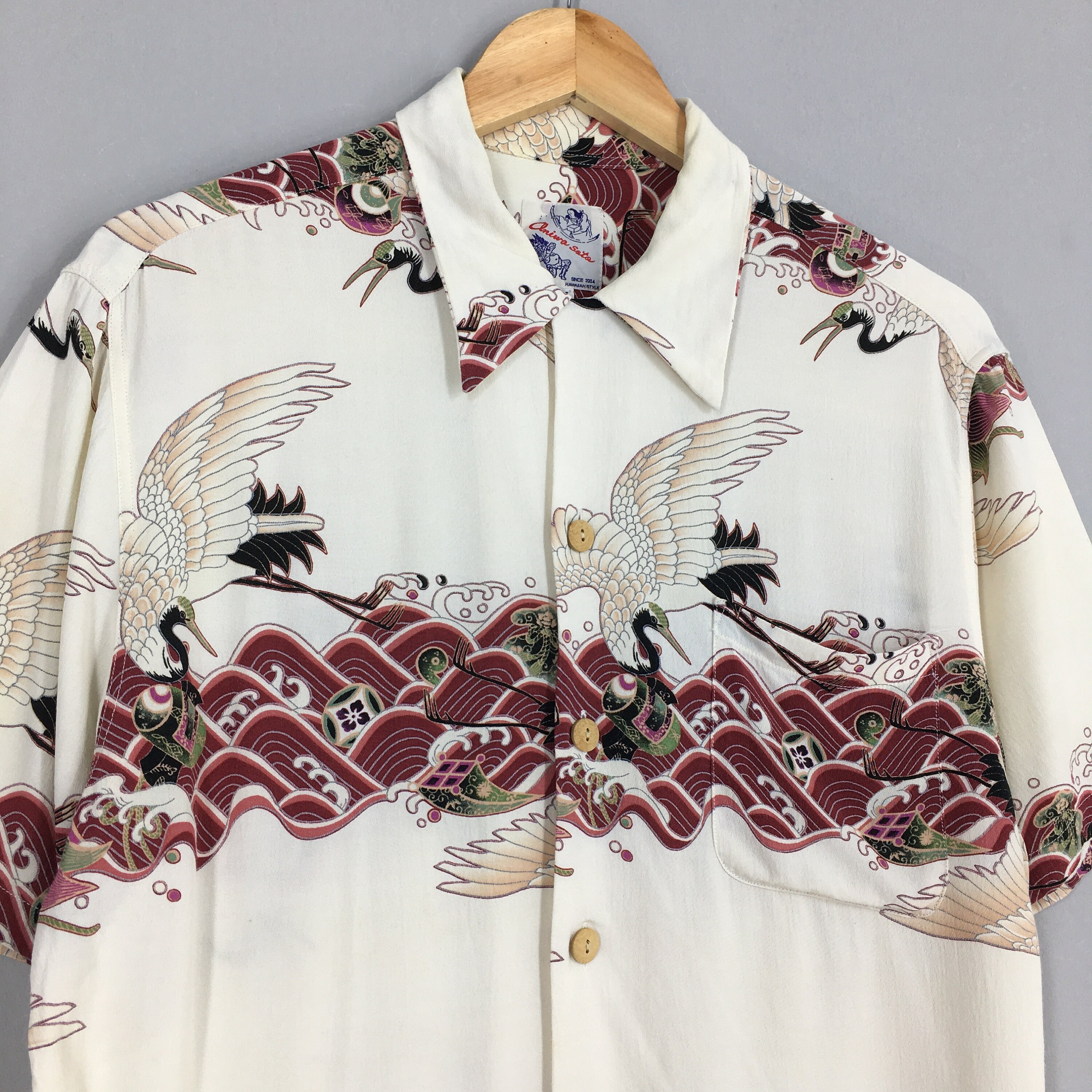 Vintage Oniwa Soto Hawaiian Japanese Phoenix Bird Rayon