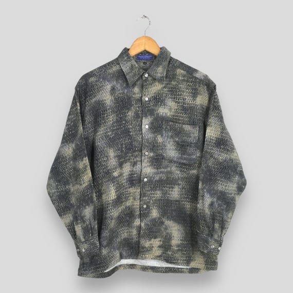 Gieves & Hawkes, Vintage Gieves Hawkes Snake Skin Pattern Shirt Medium Rockabilly Retro Artwork Psychedelic Party Cotton Button Down Printed Shirt Size M