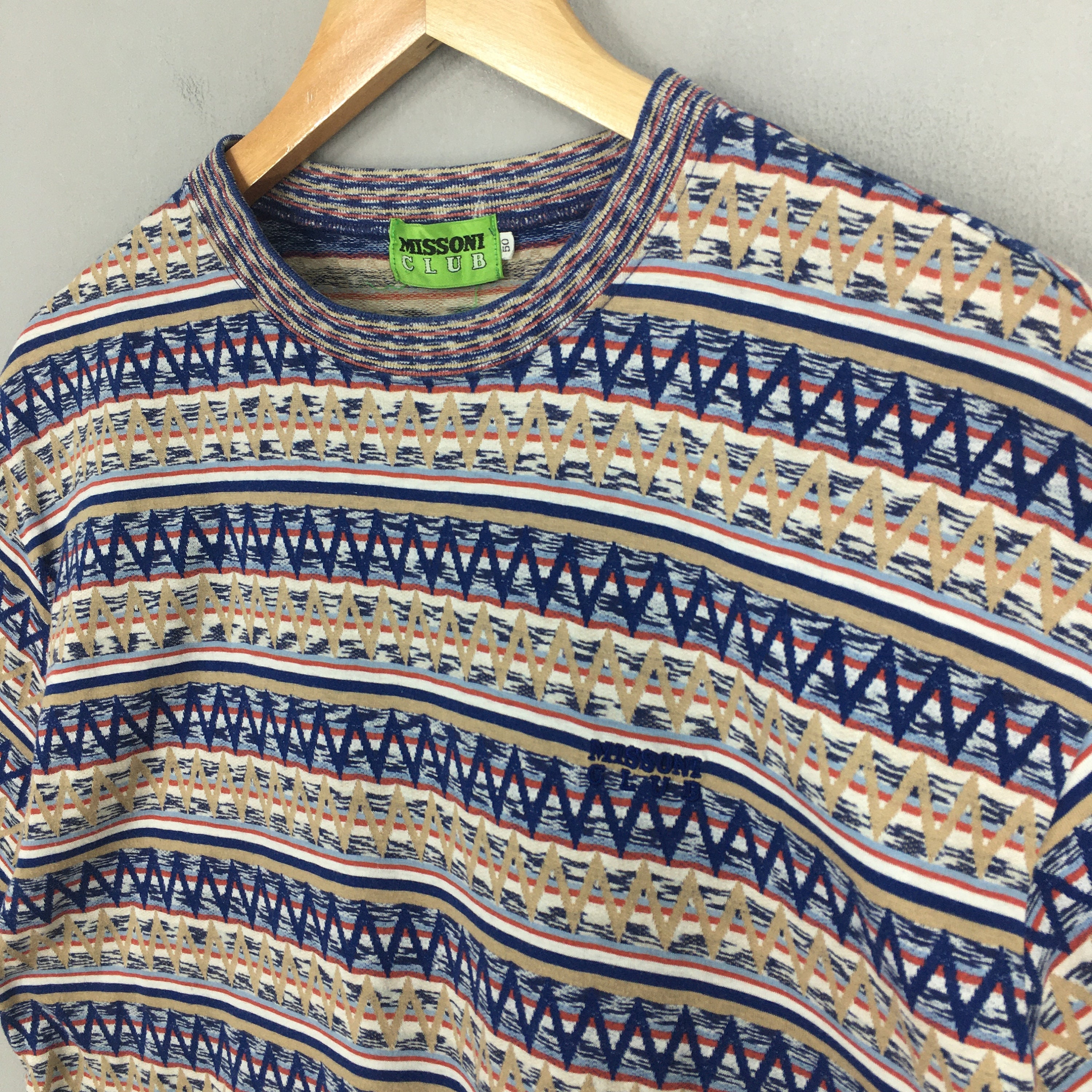 Vintage Missoni Sport Striped Tribal Tshirt Large 90's