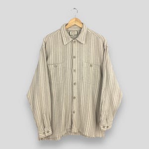 Vintage 90s Multicolor Stripes Textured Pleated Flannel Shirt Large Western Striped Oxfords Menswear Retro Flannel Button Up Shirt Size L
