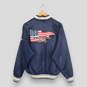 Vintage 90&#39;s Honda Racing Team Blue Jacket Large Honda Racing Team Windbreaker Honda Racing Car Mugen Motorsports JDM Japan Jacket Size L