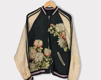 Sukajan Japanese Classic Script Sakura Floral Roses
