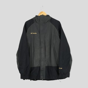 Vintage 90s Columbia Sportswear Windbreaker Hoodie Jacket Medium Menswear Outdoor Hike Outerwear Columbia Titanium Black Light Jacket Size M