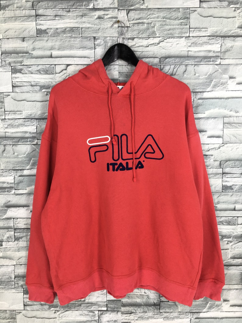 Vintage 90s FILA ITALIA Sweatshirt Hoodie Large Fila Big Logo - Etsy