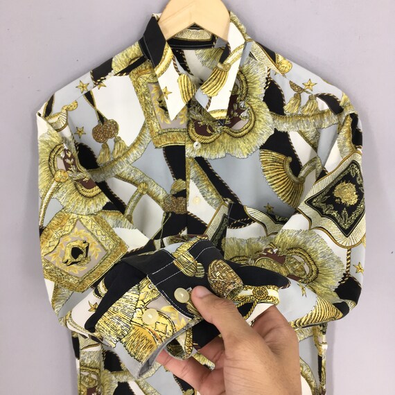 Vintage Baroque Shirt Medium Designer Gold Chain … - image 4