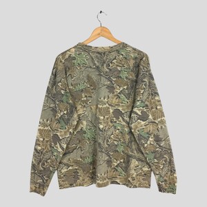 Vintage 90s Real Tree Camo Longsleeve Tshirt Large Camouflage Military Style Hunting Woodland Outdoor Mossy Oak Jungle Tee Oversized Size L image 6