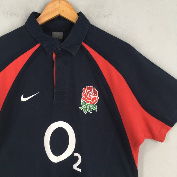 Vintage Y2K Nike O2 England Rugby Jersey Black Polo Rugby