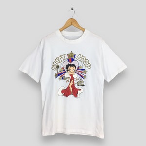 Vintage Betty Boop Movie Star White T shirt Medium 90&#39;s Betty Boop Cartoon Fleischer Studios American Streetwear Fashion Sexy Tees Size M