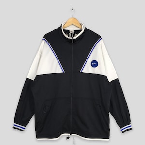 Vintage 90&#39;s Nike Swoosh Training Black Jacket XLarge Nike Swoosh Windbreaker Nike Sportswear Zipper Jacket Nike Track Top Jacket Size XL