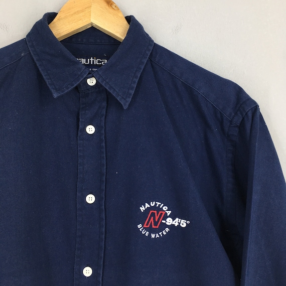 Vintage Nautica Denim Blue Oxfords Shirt Small Na… - image 4