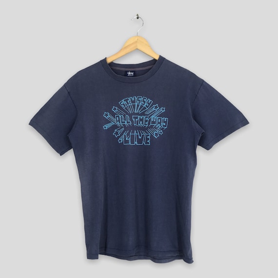 Vintage 90's Stussy All the Way Live Blue T Shirt Medium Stussy
