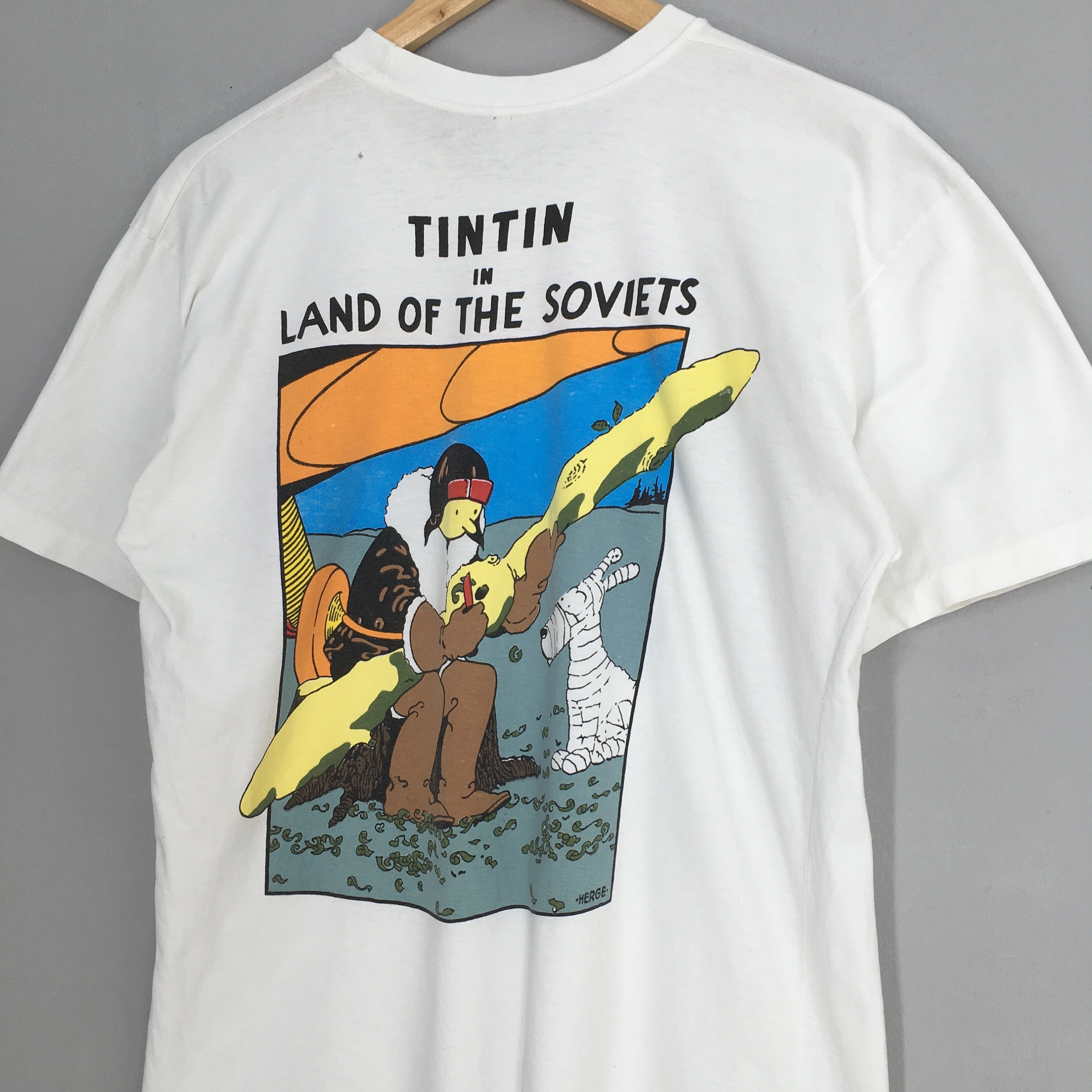 ヴィンテージ タンタンの冒険 ソビエトの国の漫画Tシャツ Mサイズ 1990 