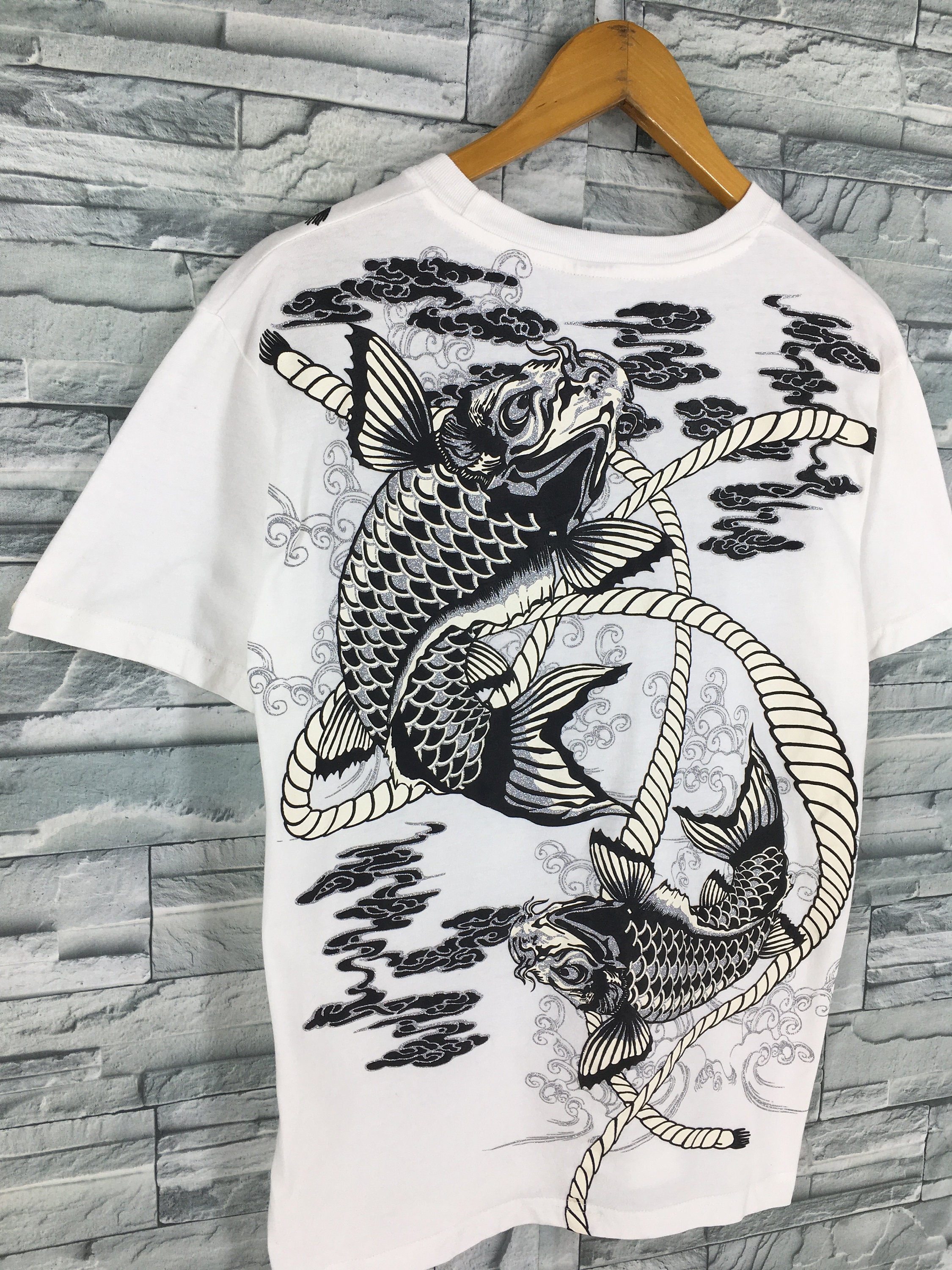 Sukajan Fish Koi Tshirt Medium Vintage 90's Japanese Fish | Etsy